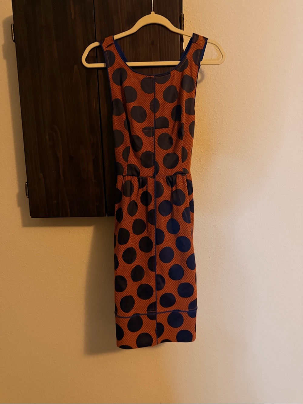 Maeve Orange and Navy Polka Dot Sleeveless Dress